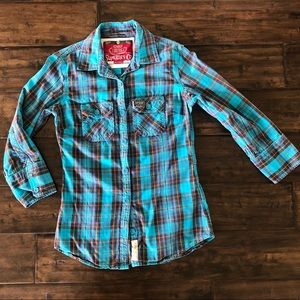 SUPERDRY Co. Plaid Shirt Top M